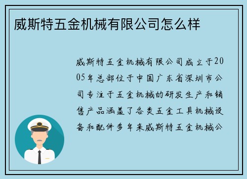 威斯特五金机械有限公司怎么样